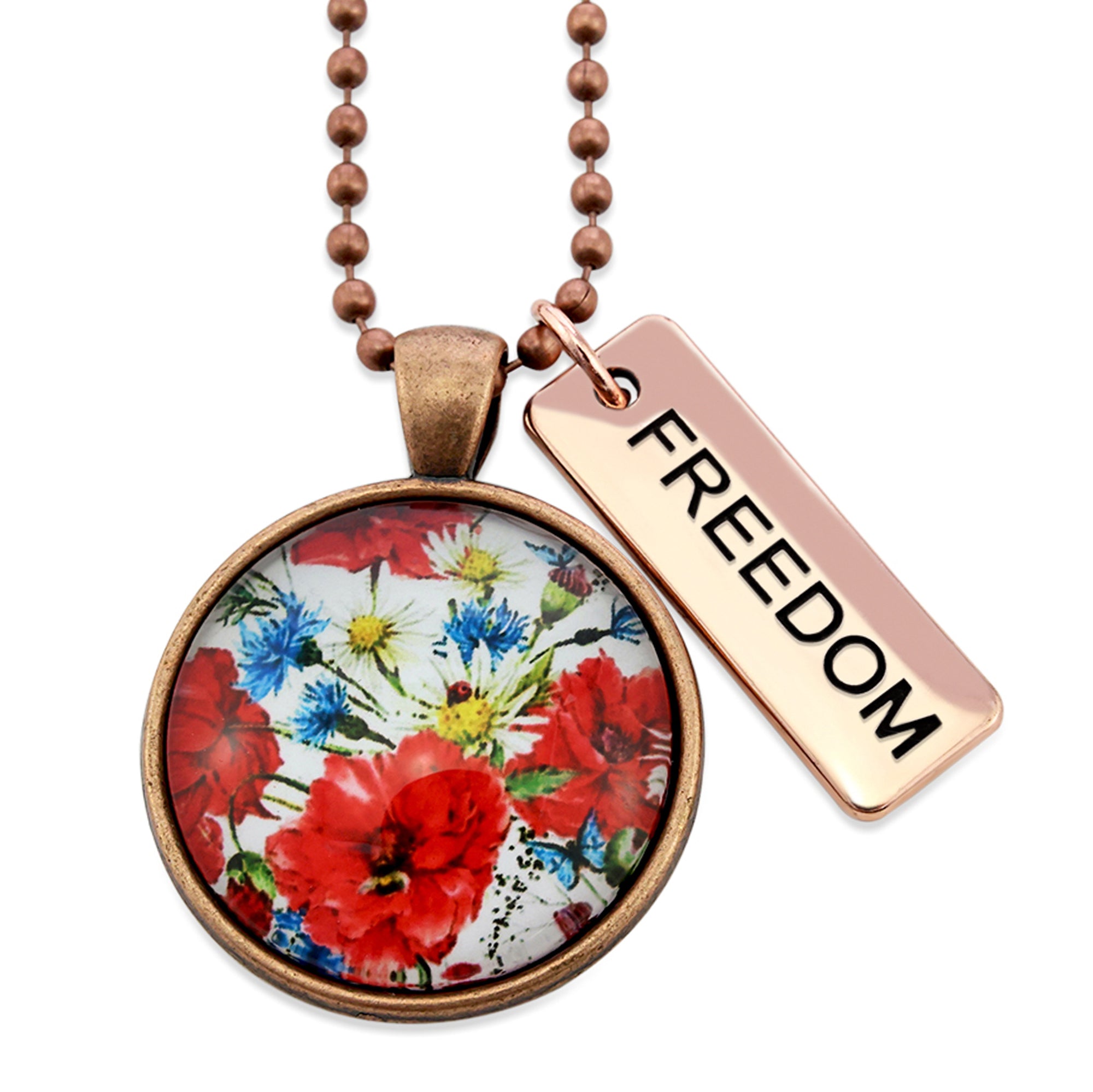 POPPIES Collection - Vintage Copper 'FREEDOM' Necklace - Bouquet (10844)