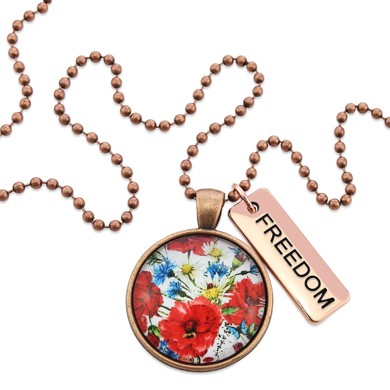 POPPIES Collection - Vintage Copper 'FREEDOM' Necklace - Bouquet (10844)