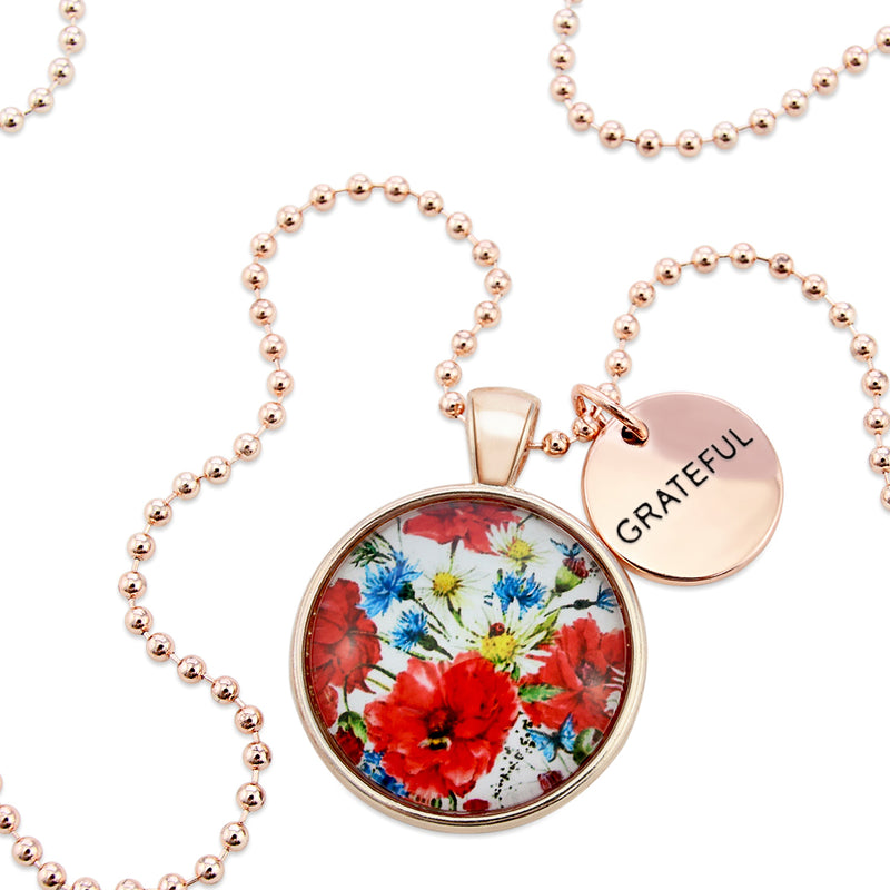 POPPIES Collection - Rose Gold 'GRATEFUL' Necklace - Bouquet (10731)