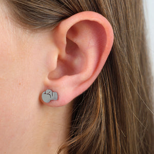 Stainless Steel Earring Studs - Never Give Up - Boxing Gloves