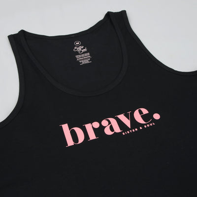 BRAVE - Black Tank - Pink Print