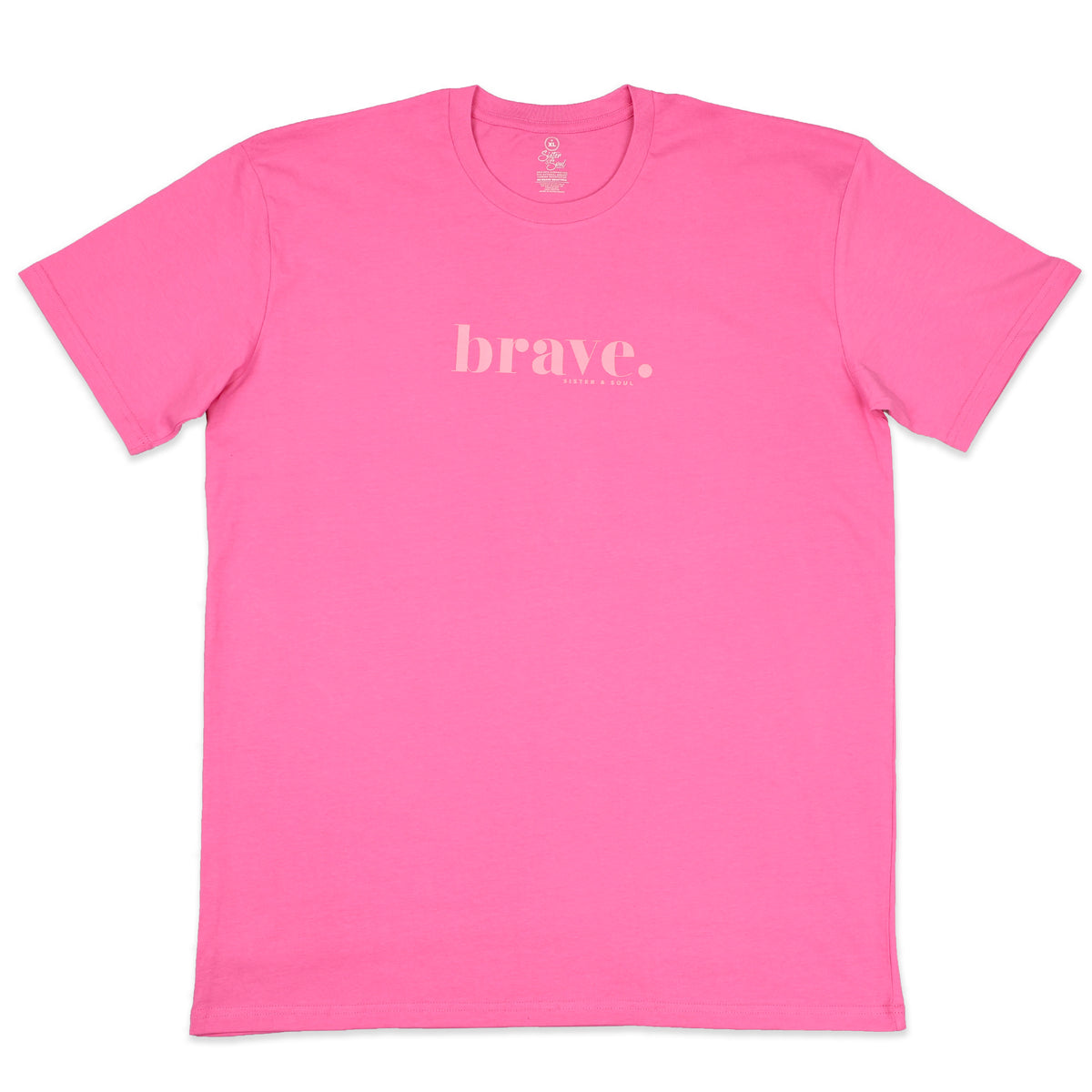 BRAVE -  Oversized Fit - Plus Size Long Boxy Tee - Pop Pink with Pink Print