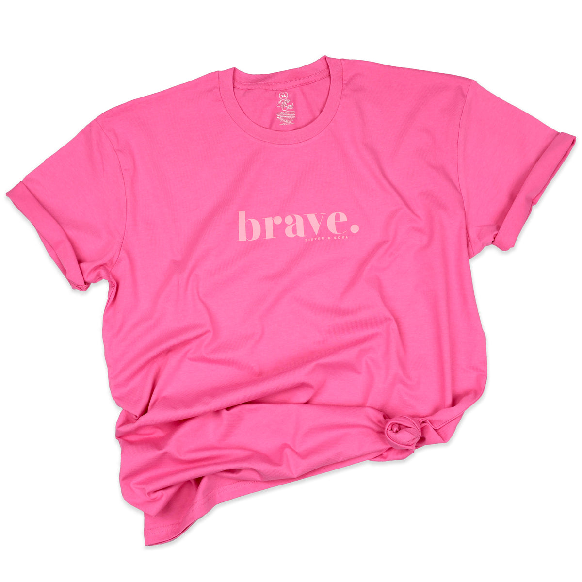 BRAVE -  Oversized Fit - Plus Size Long Boxy Tee - Pop Pink with Pink Print