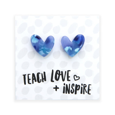 TEACH LOVE + INSPIRE - Resin Heart Studs - Breezy (12763)