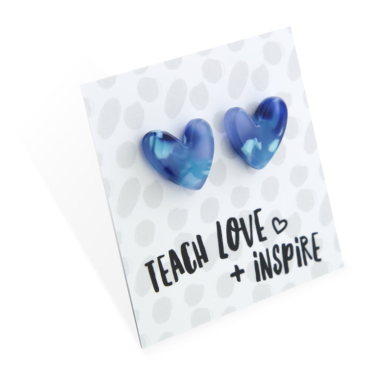 Teach Love + Inspire - Resin Heart Studs - Breezy (12763)