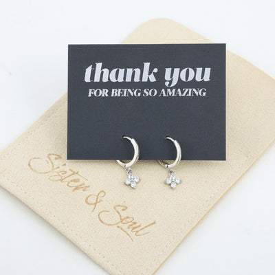 HUGGIES - Thank You For Being So Amazing - Sterling Silver Hoops with Cubic Zirconia Star Charm (2302-F)