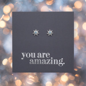Sterling Silver Star with ICE Blue CZ with BONUS GIFT Pouch - You Are Amazing