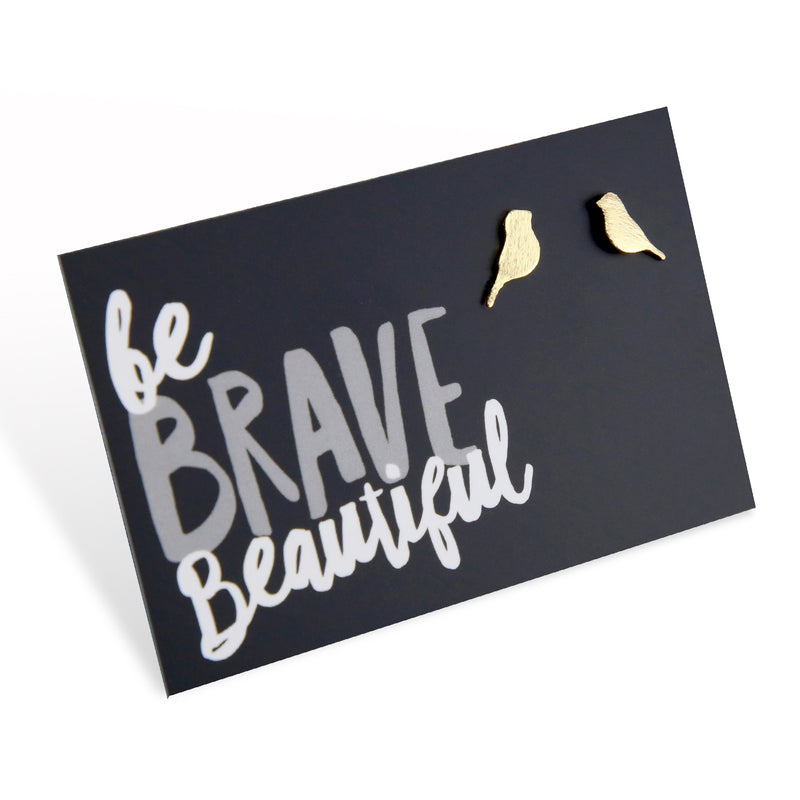 Be Brave Beautiful! Bird Plated Studs - Gold (9808)