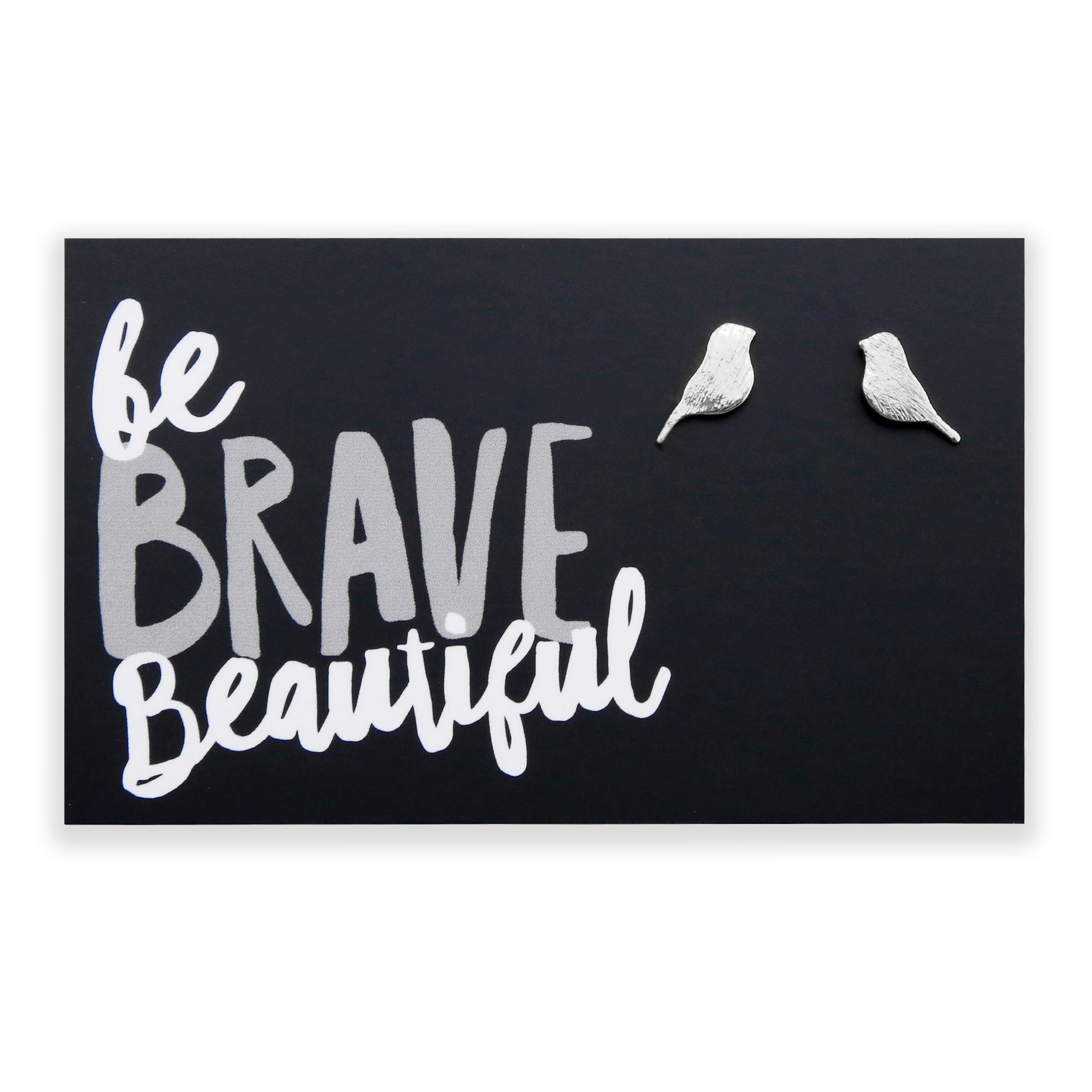 Be Brave BIRDS! Plated Stud Earrings - Silver (9806)