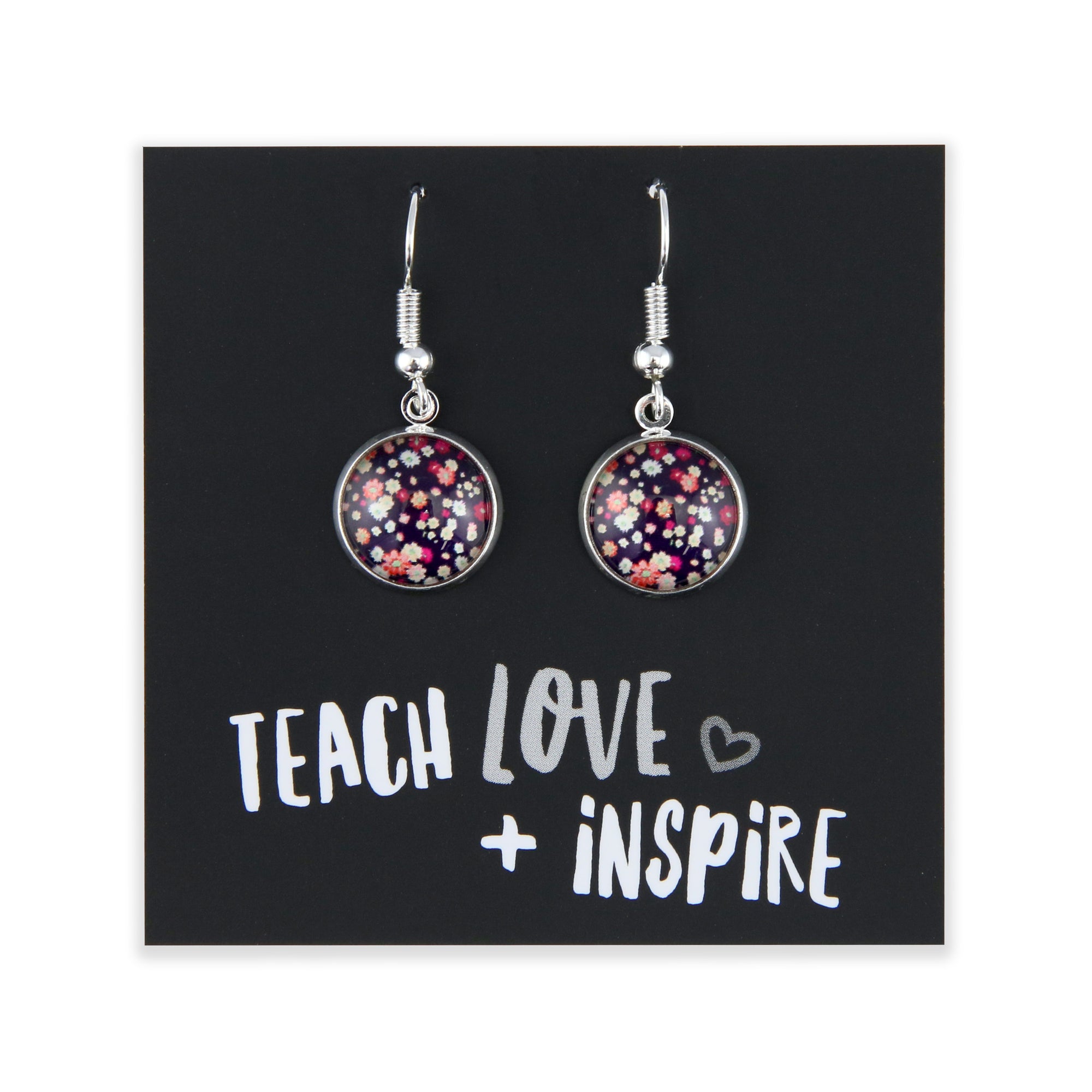 Heart & Soul Collection - Teach Love + Inspire - Bright Silver Dangle Earrings - Charlotte (11515)