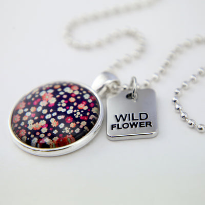 SPRING - 'Wild Flower' Bright Silver Necklace - Charlotte - (11225)