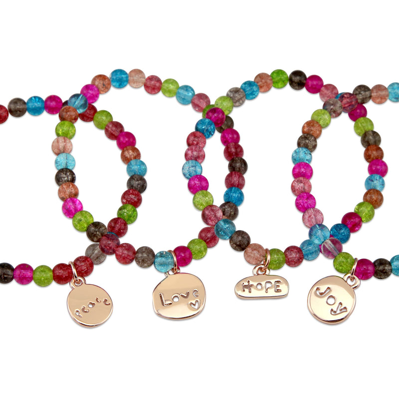 Christmas Bracelet - Colour Pop Synthesis 6mm Bracelet with Rose Gold Word Charm