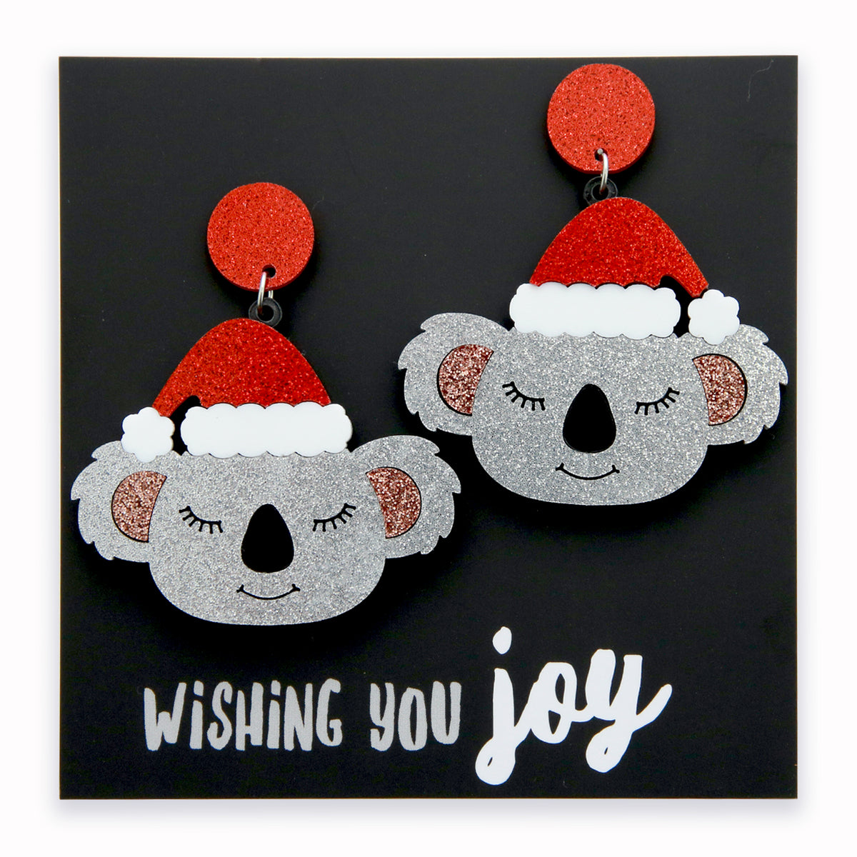 Acrylic & Resin Dangles - Wishing You Joy - Glitter Christmas Koalas (9613)