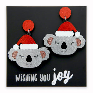 Acrylic & Resin Dangles - Wishing You Joy - Glitter Christmas Koalas (9613)