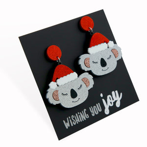 Acrylic & Resin Dangles - Wishing You Joy - Glitter Christmas Koalas (9613)