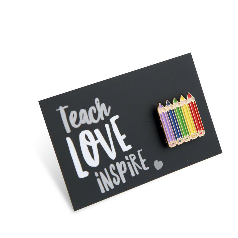 Lovely Pins! Teach Love Inspire - Coloured Pencil Enamel Badge Pin - (10414)