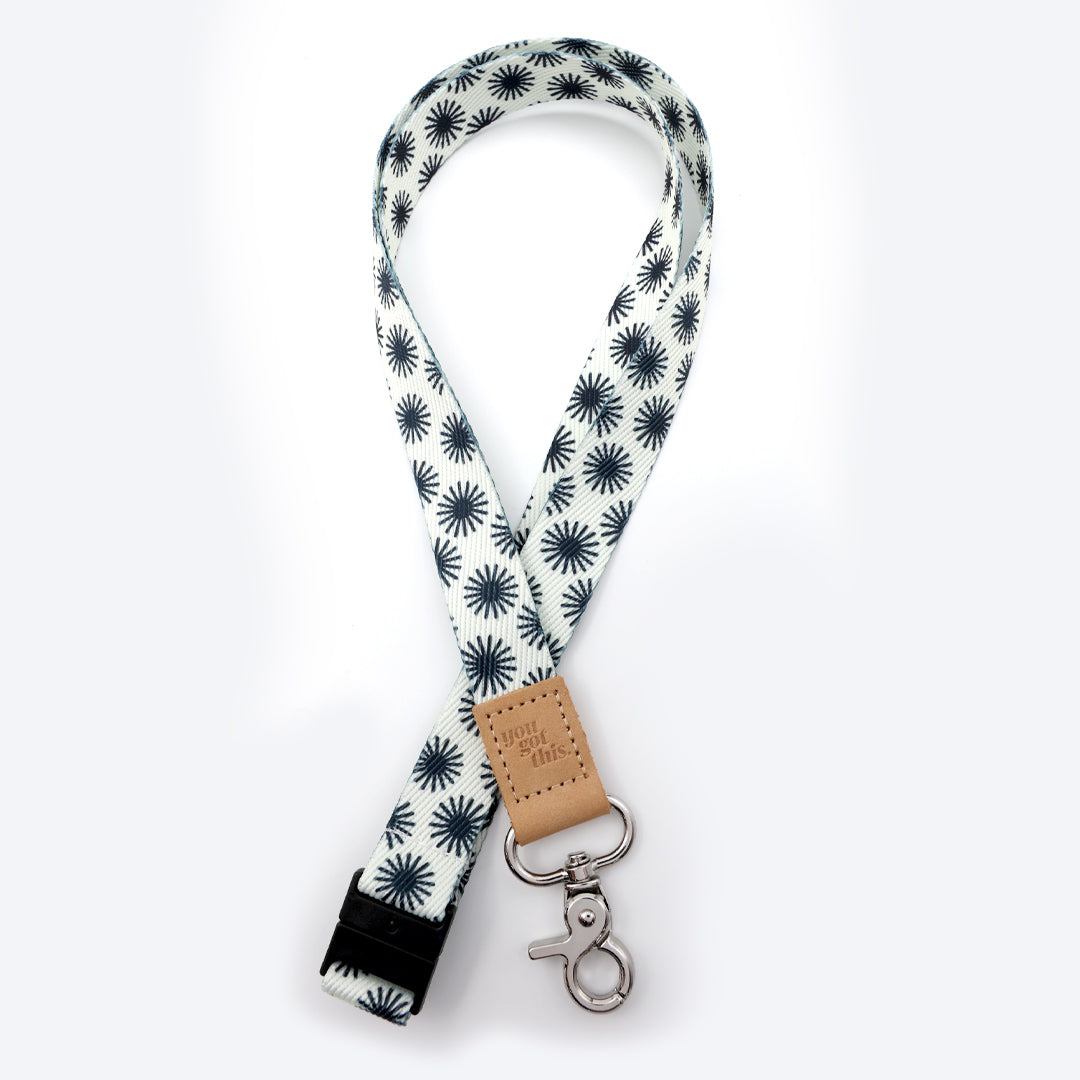 Lanyard with black star pattern on white background