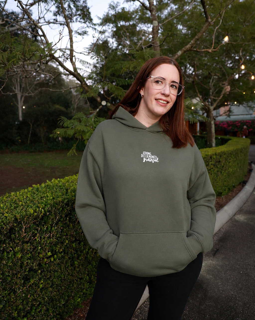 Worthy Beautiful Brave Relaxed Hoodie – Basil Green