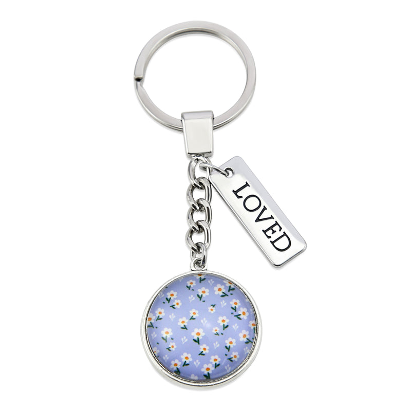 Heart & Soul Collection - Vintage Silver 'LOVED' Keyring - Daisy Garden (10215)