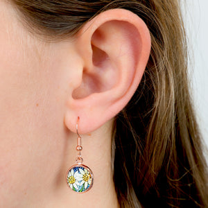 You Are Amazing - Rose Gold Dangle Earrings - Happy Blooms (10455)