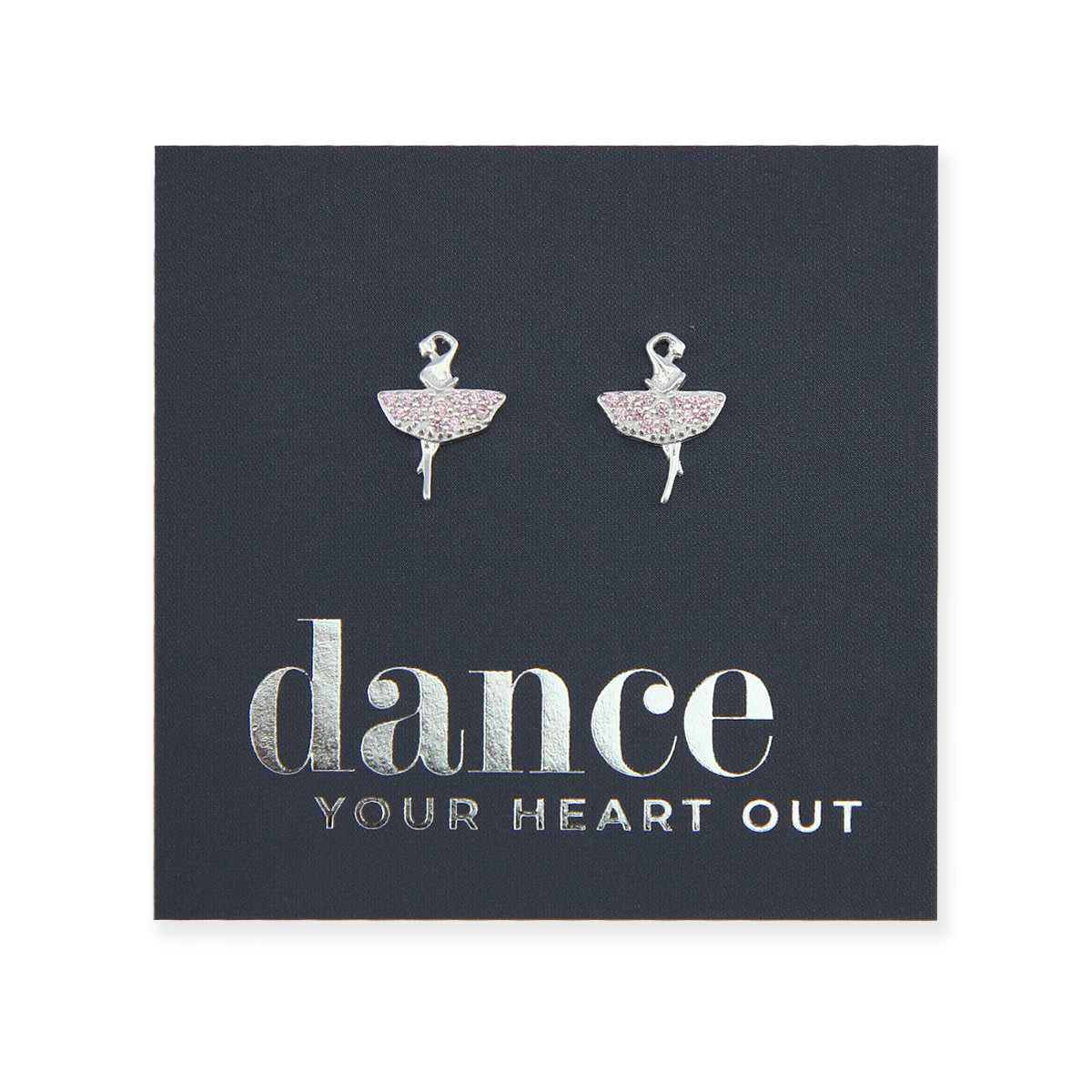 Poised Dancer - Sterling Silver Stud + Soft Pink CZ - Dance Your Heart Out (8812)
