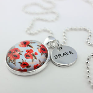 POPPIES Collection - Bright Silver 'BRAVE' Necklace - Dawn (10213)