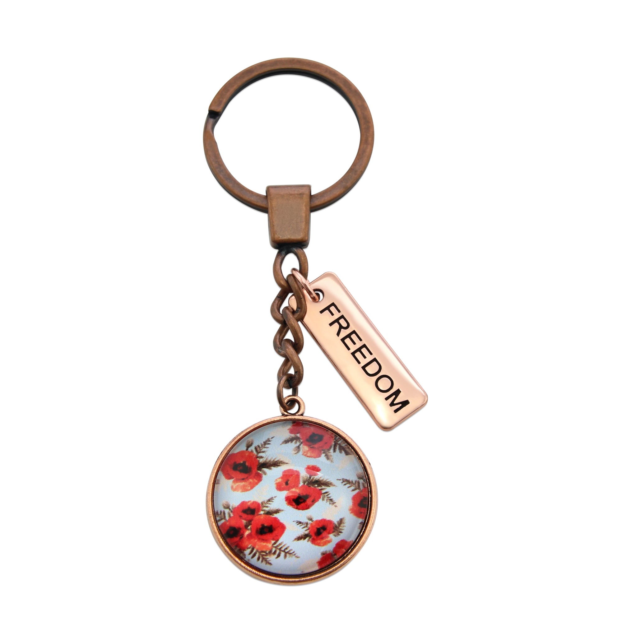 POPPIES Collection - Vintage Rose Gold 'FREEDOM' Keyring - Dawn (11122)