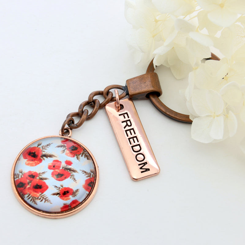 POPPIES Collection - Vintage Rose Gold 'FREEDOM' Keyring - Dawn (11122)