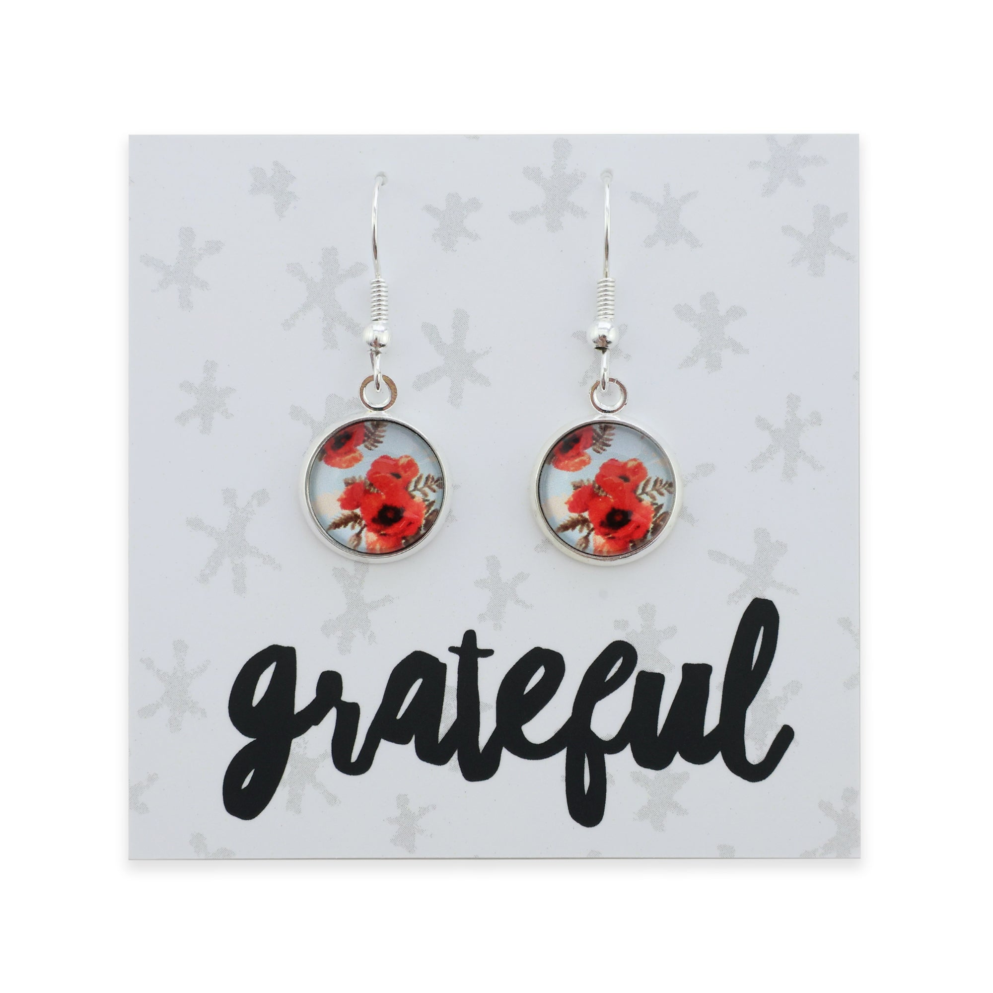 POPPIES Collection - Grateful - Bright Silver Dangle Earrings - Dawn (12852)