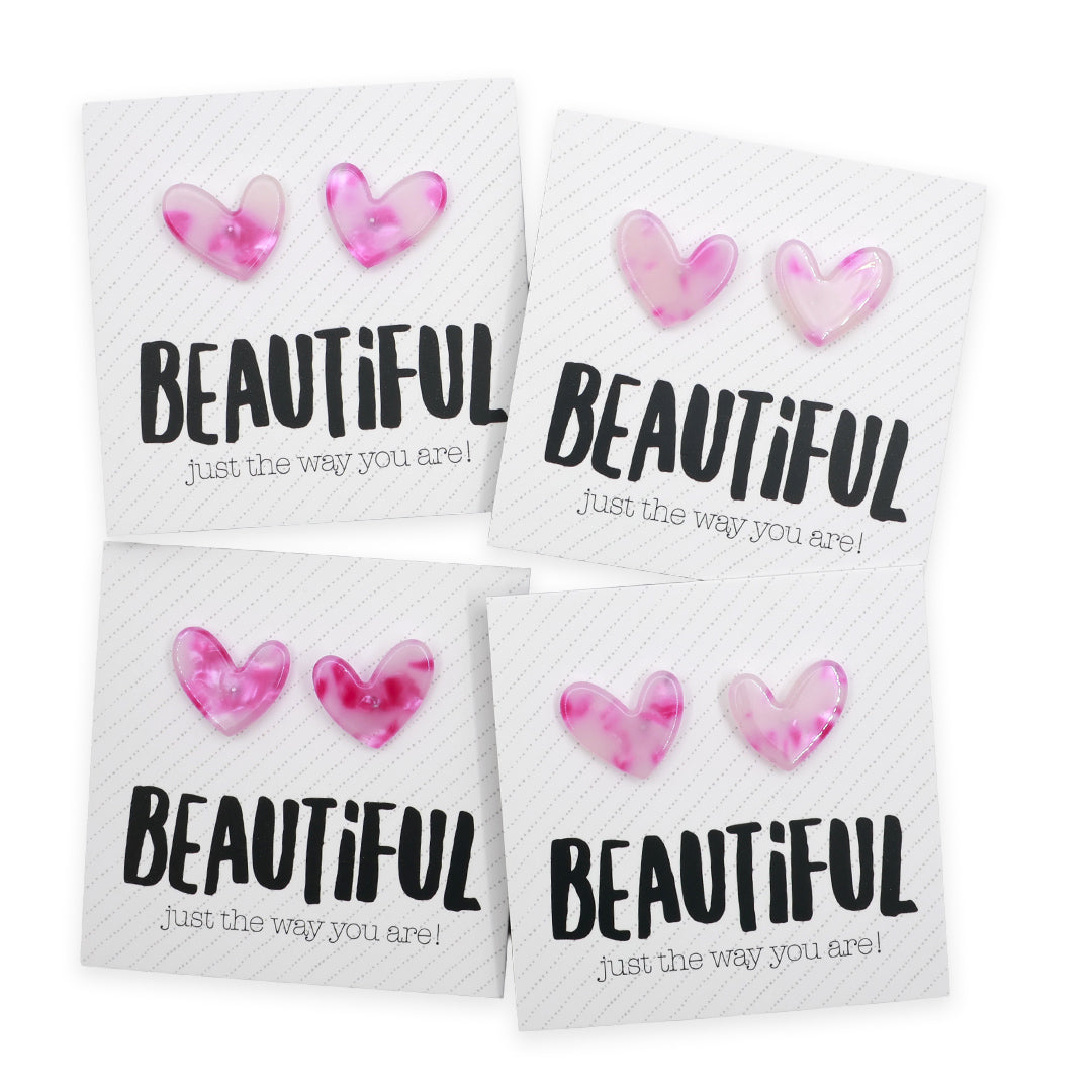 Resin Heart Studs | Beautiful Just The Way You Are - Daydream