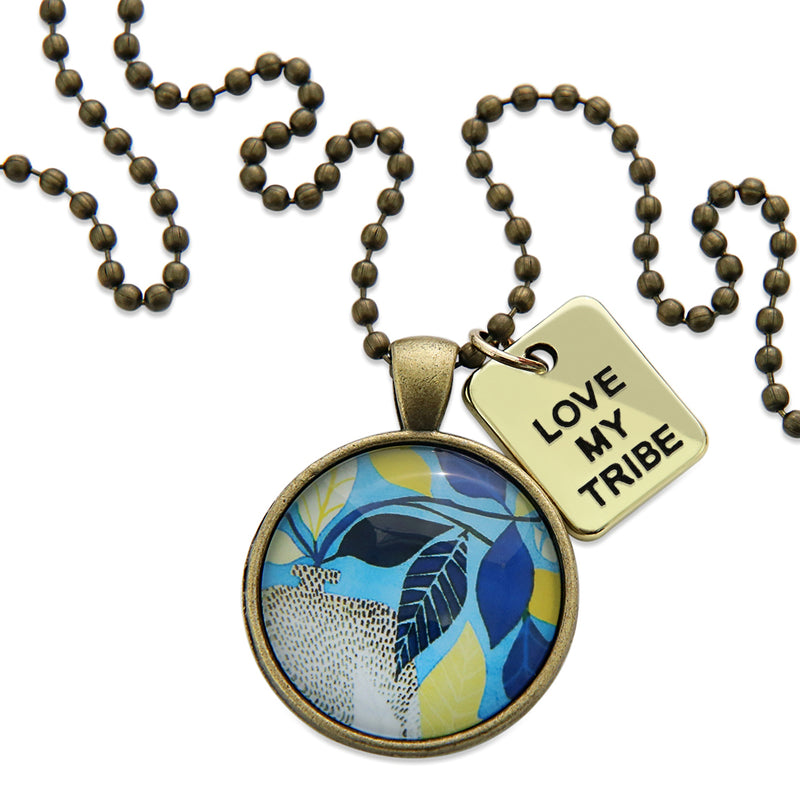 Blue Collection - Vintage Gold 'LOVE MY TRIBE' Necklace - Dolce (10353)