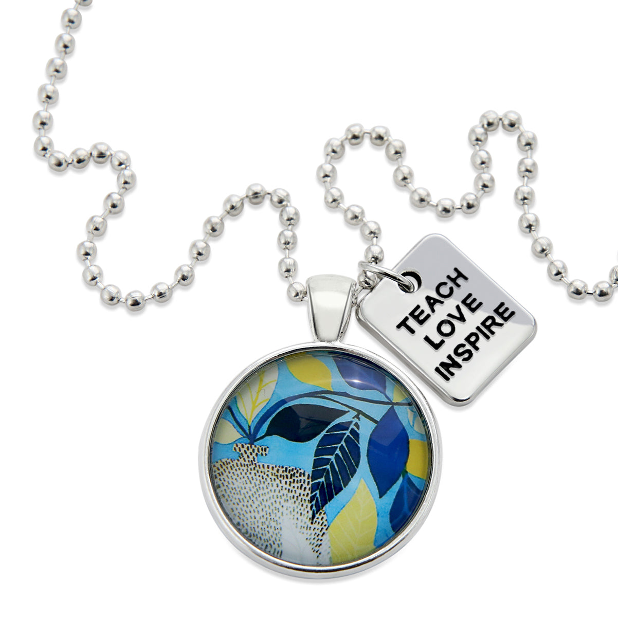 Blue Collection - Bright Silver 'TEACH LOVE INSPIRE' Necklace - Dolce (10832)