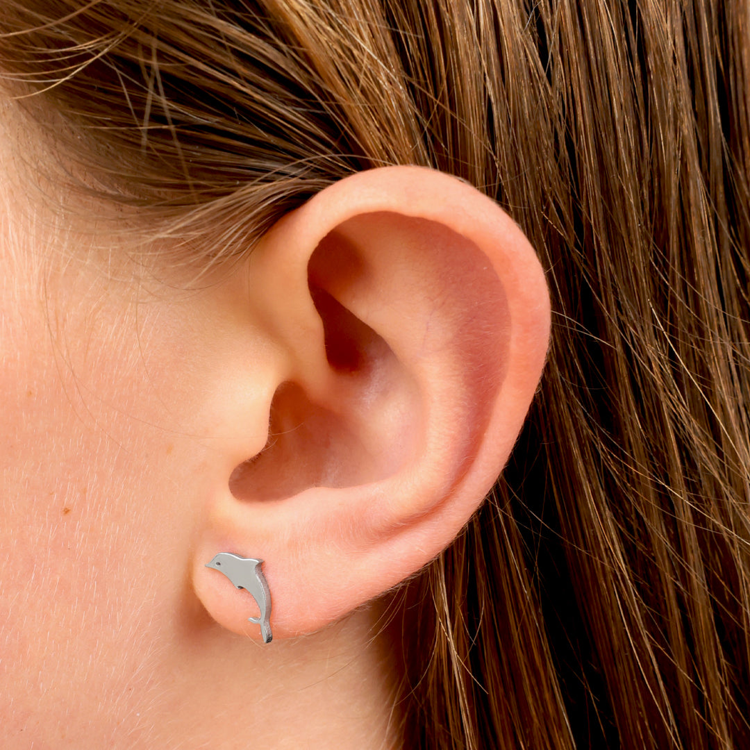 Stainless Steel Earring Studs - Life Is Beautiful - DOLPHINS