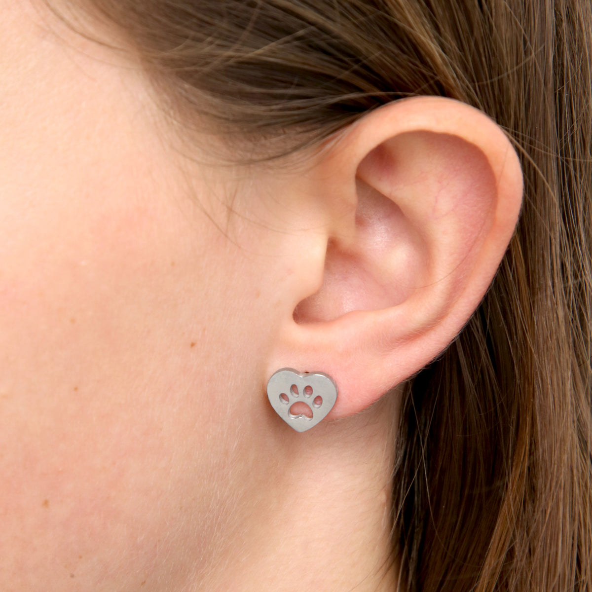 Stainless Steel Earring Studs - Life Is Beautiful - HEART PAW PRINTS