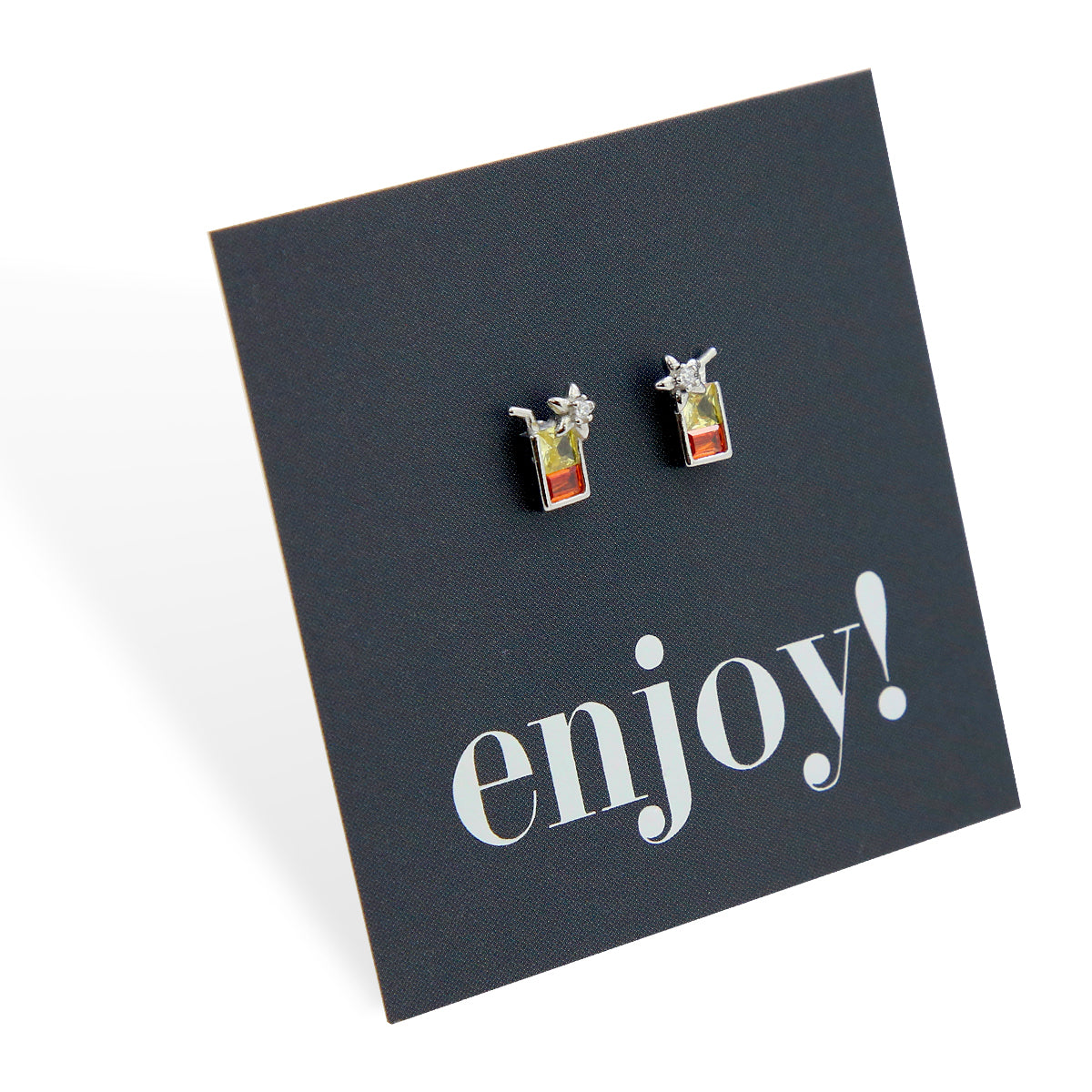 Happy Hour - Sterling Silver + CZ Studs - Enjoy! (8811-F)