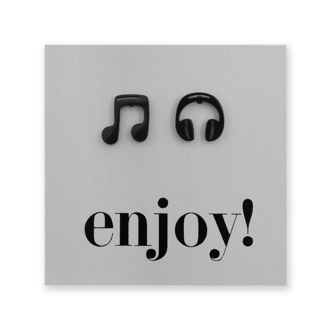 Stainless Steel Earring Studs - Enjoy -  MUSIC & HEADPHONES