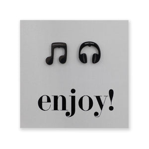Stainless Steel Earring Studs - Enjoy -  MUSIC & HEADPHONES
