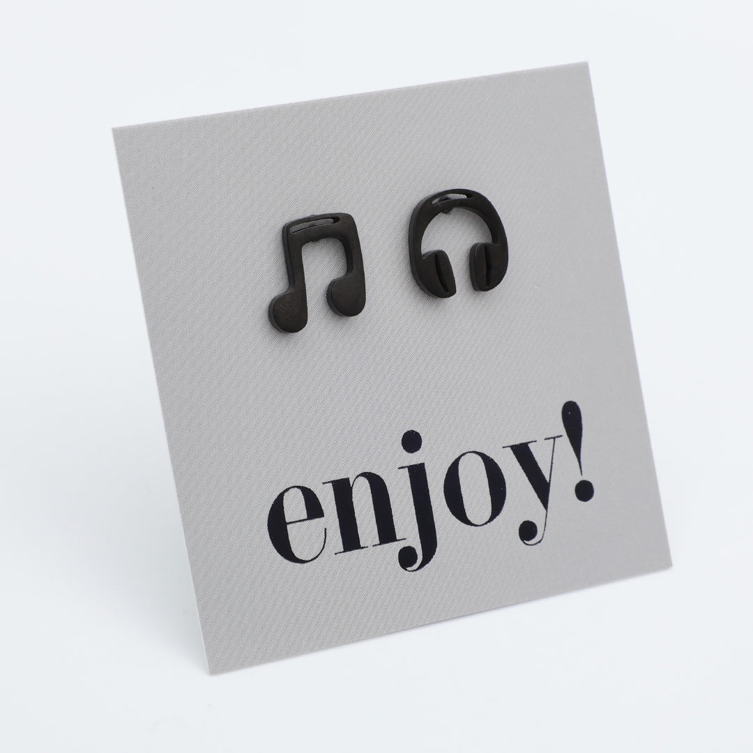 Stainless Steel Earring Studs - Enjoy -  MUSIC & HEADPHONES