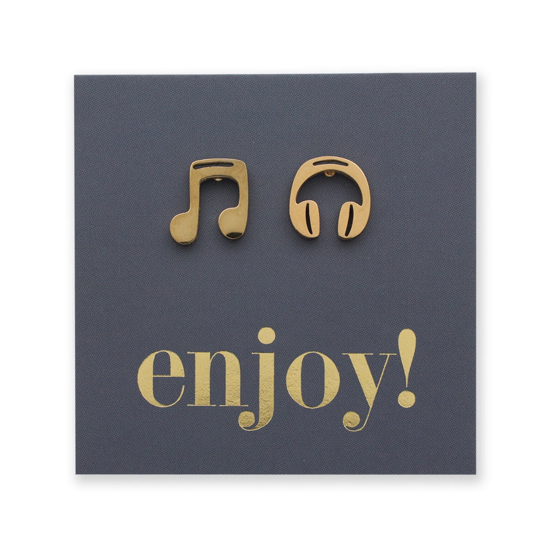 Stainless Steel Earring Studs - Enjoy -  MUSIC & HEADPHONES
