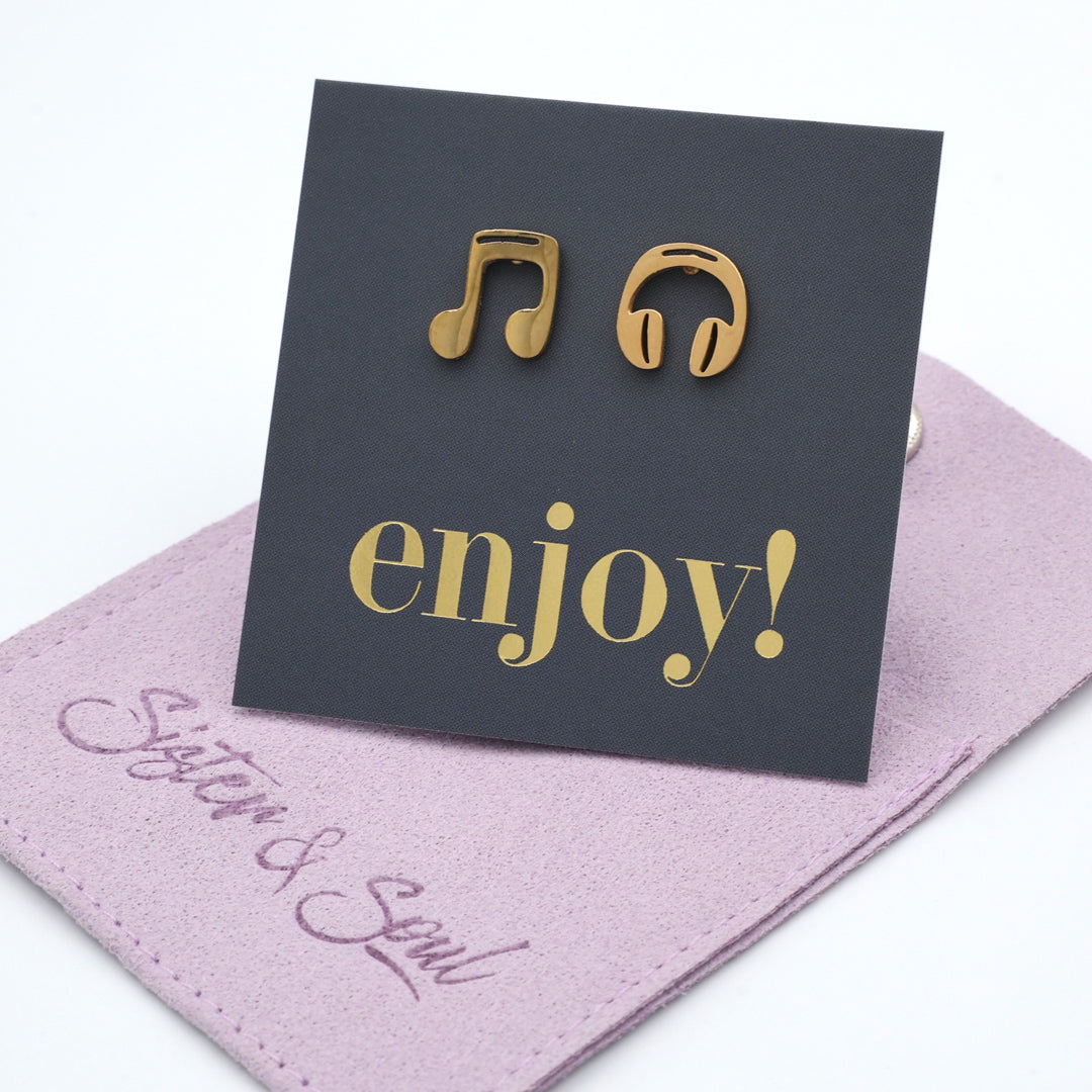 Stainless Steel Earring Studs - Enjoy -  MUSIC & HEADPHONES