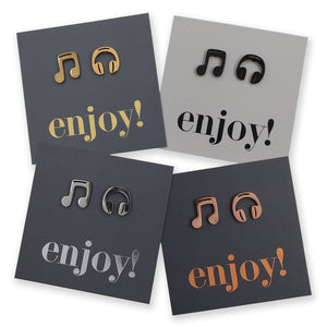 Stainless Steel Earring Studs - Enjoy -  MUSIC & HEADPHONES