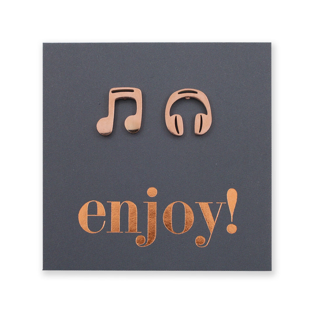Stainless Steel Earring Studs - Enjoy -  MUSIC & HEADPHONES