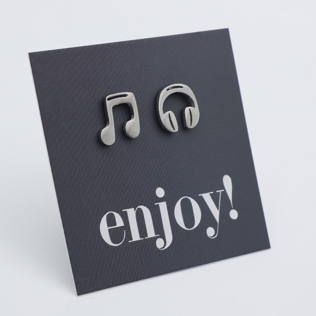 Stainless Steel Earring Studs - Enjoy -  MUSIC & HEADPHONES