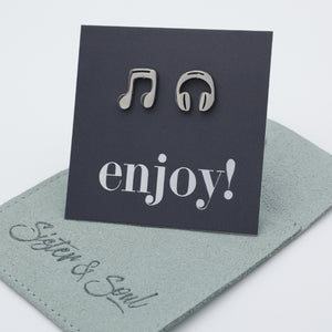 Stainless Steel Earring Studs - Enjoy -  MUSIC & HEADPHONES