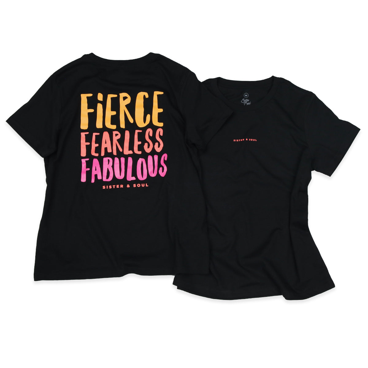 FIERCE FEARLESS FABULOUS - Black Boxy Tee - Colourful Print