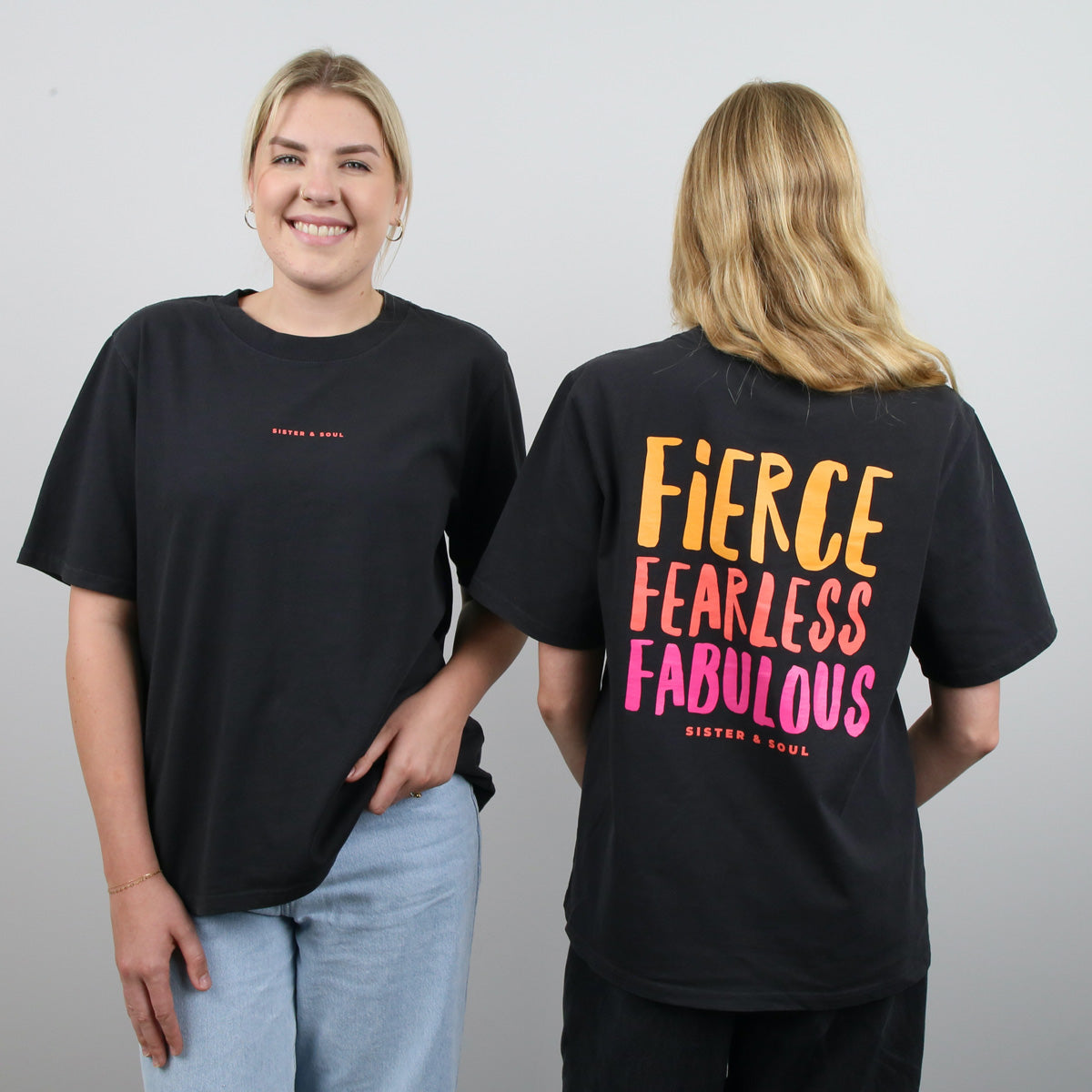 FIERCE FEARLESS FABULOUS - Washed Black-Heavy Tee