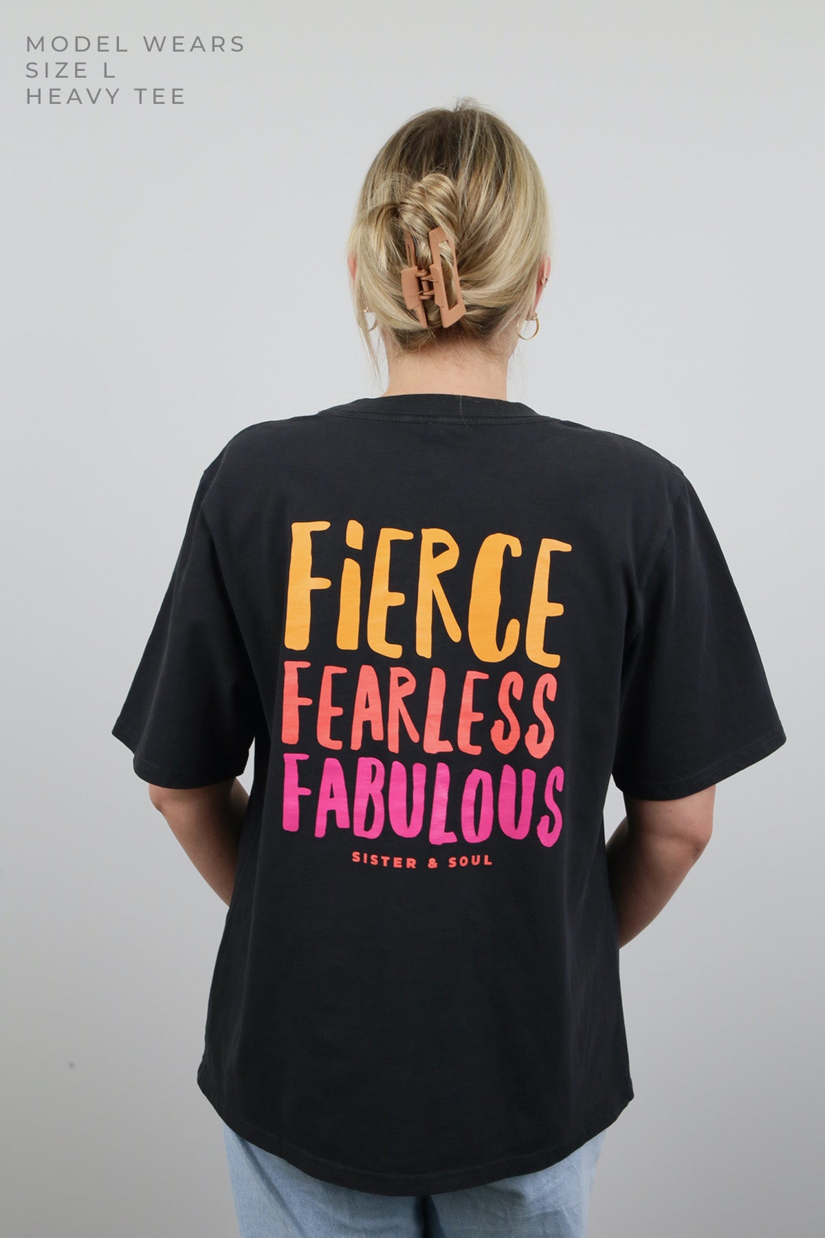 FIERCE FEARLESS FABULOUS - Washed Black-Heavy Tee