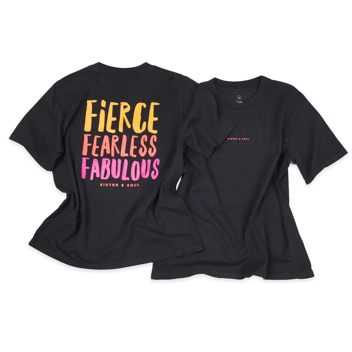 FIERCE FEARLESS FABULOUS - Washed Black-Heavy Tee