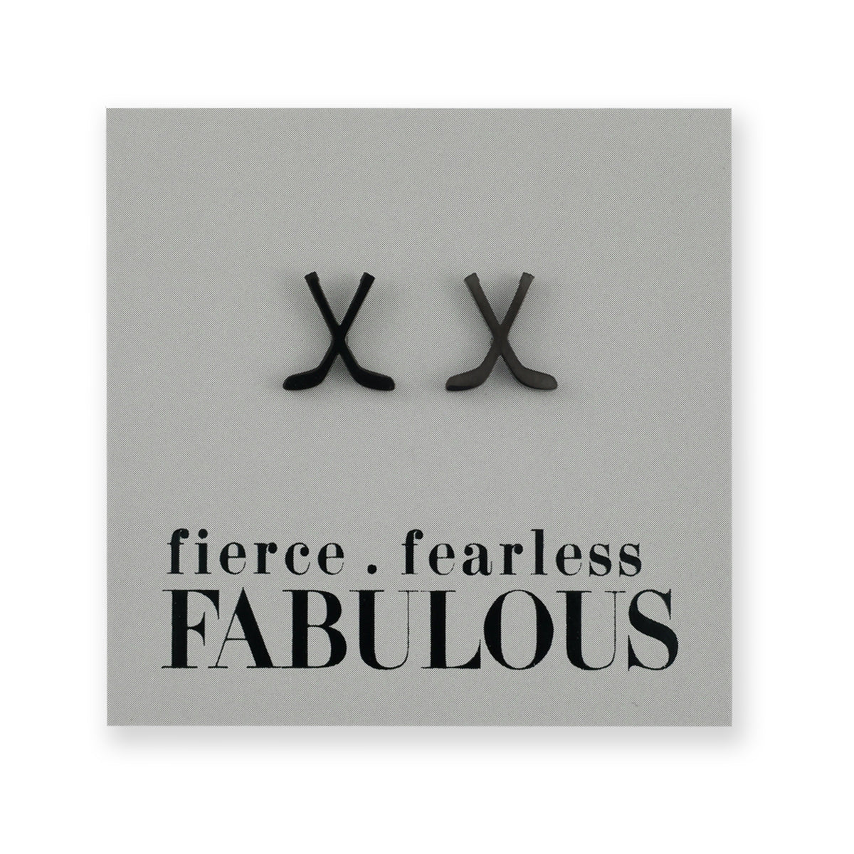 Stainless Steel Earring Studs - Fierce Fearless Fabulous - ICE HOCKEY STICKS