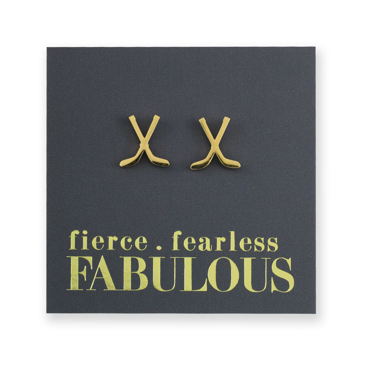 Stainless Steel Earring Studs - Fierce Fearless Fabulous - ICE HOCKEY STICKS